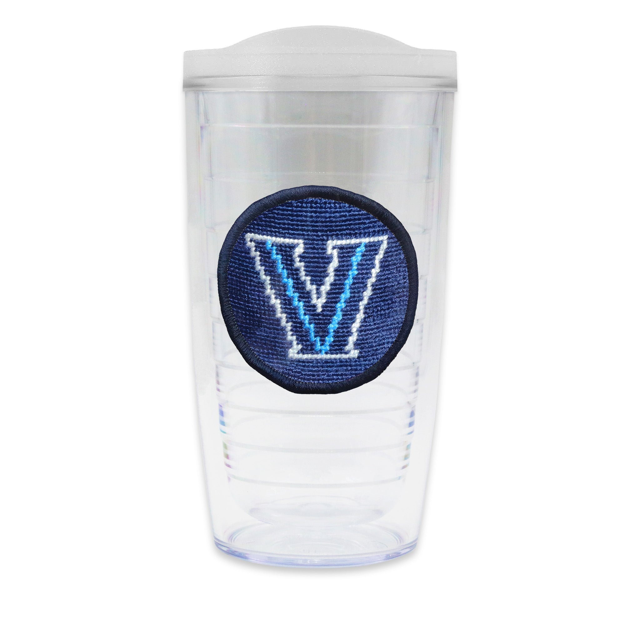 Tervis Tumbler with Villanova logo needlepoint patch with frosted lid