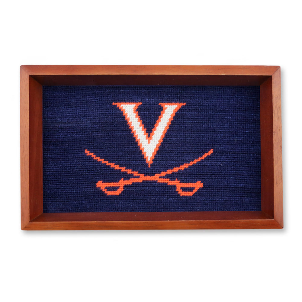 UVA Valet Tray (Dark Navy) (Chestnut Wood)