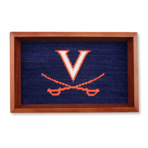 UVA Valet Tray (Dark Navy) (Chestnut Wood)