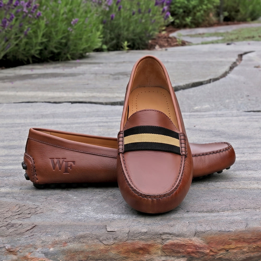 Wake Forest Surcingle Driving Shoes (Black-Dark Khaki) (Chestnut Leather-Logo)
