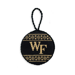 Wake Forest Fairisle Ornament (Black) (Black Cord)