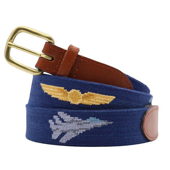 Monogrammed Wingman Belt (Classic Navy)