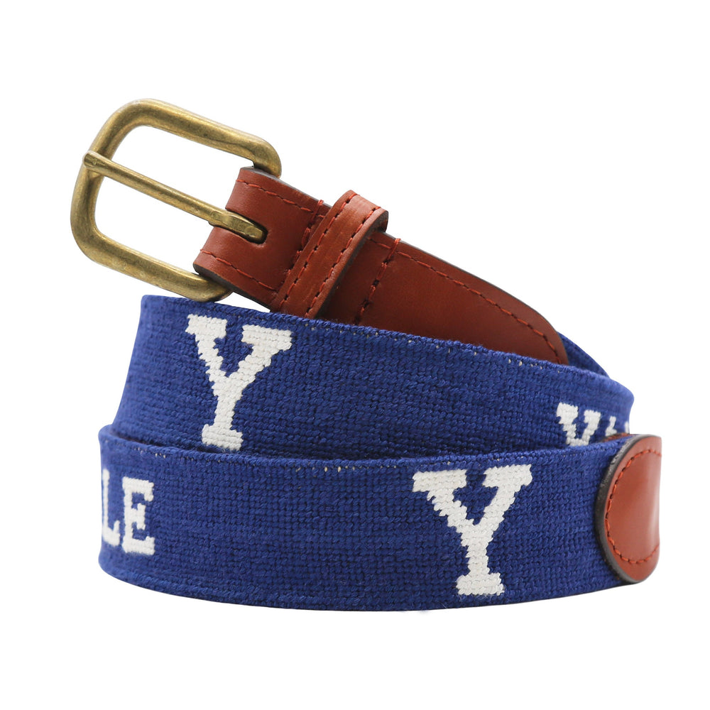 Monogrammed Yale Y-Text Belt (Classic Navy)