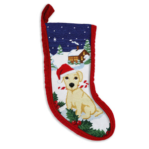 Yellow Lab Stocking (Red Velvet) (Final Sale)