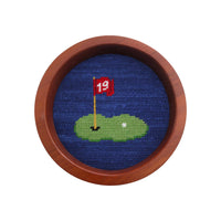 Smathers and Branson 19th Hole Classic Navy Needlepoint Wine Bottle Coaster 