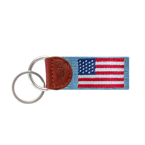 Smathers and Branson American Flag Antique Blue Needlepoint Key Fob  