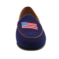 Smathers and Branson American Flag Needlepoint Belgian Loafers Dark Navy Front 