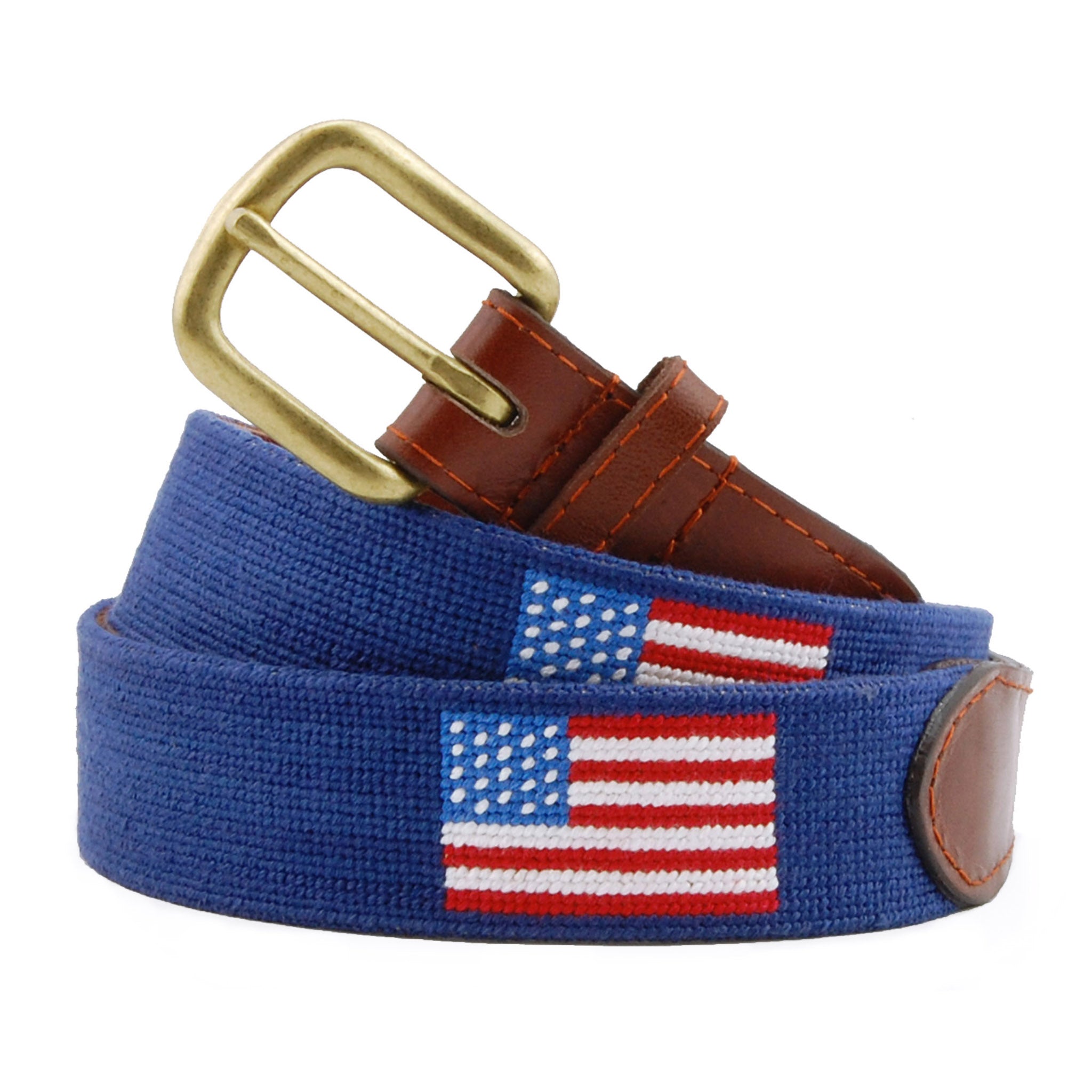 Smathers and Branson classic navy american flag needlepoint belt