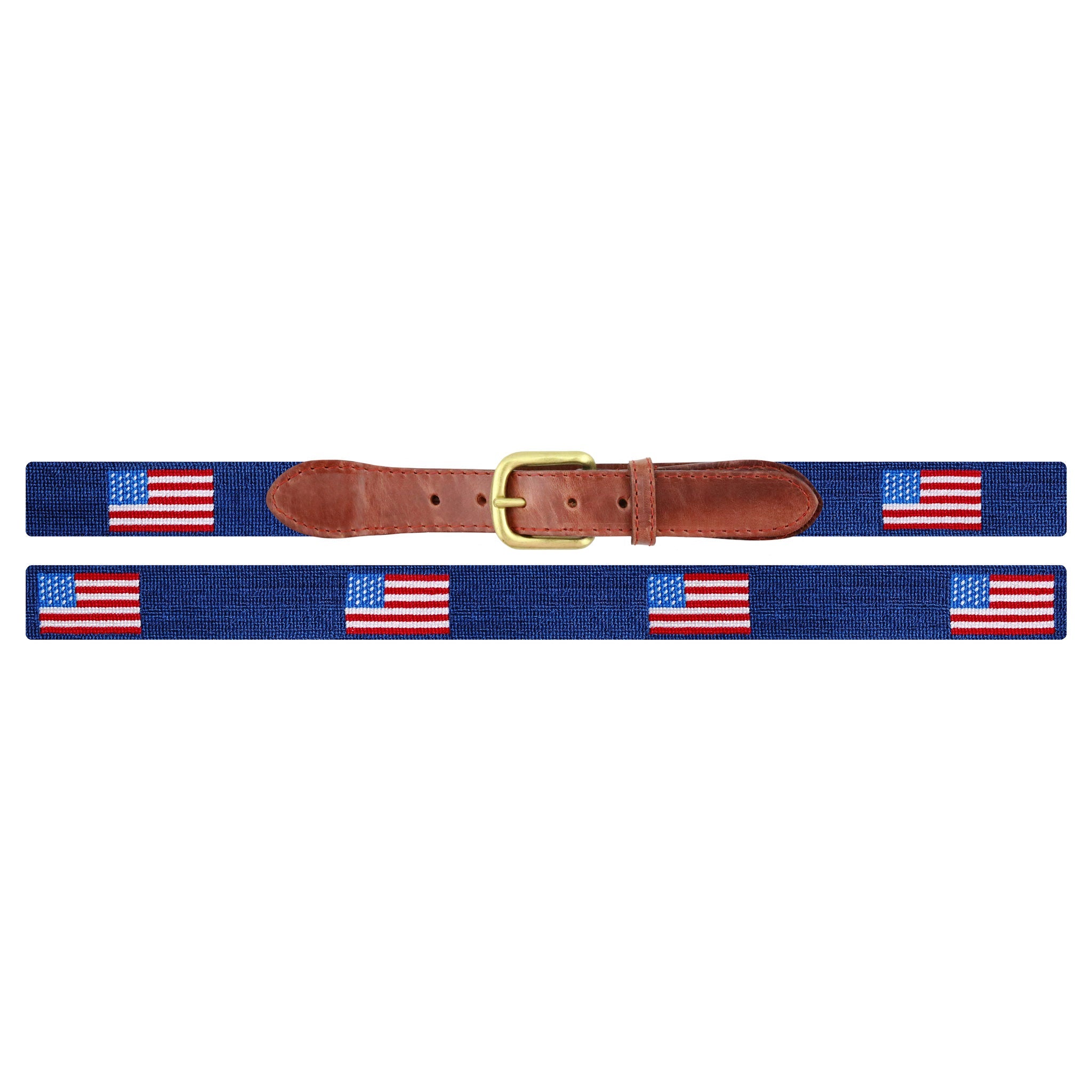 Smathers and Branson American Flag Classic Navy Needlepoint Belt Laid Out 