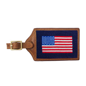 Smathers and Branson American Flag Dark Navy Needlepoint Luggage Tag 