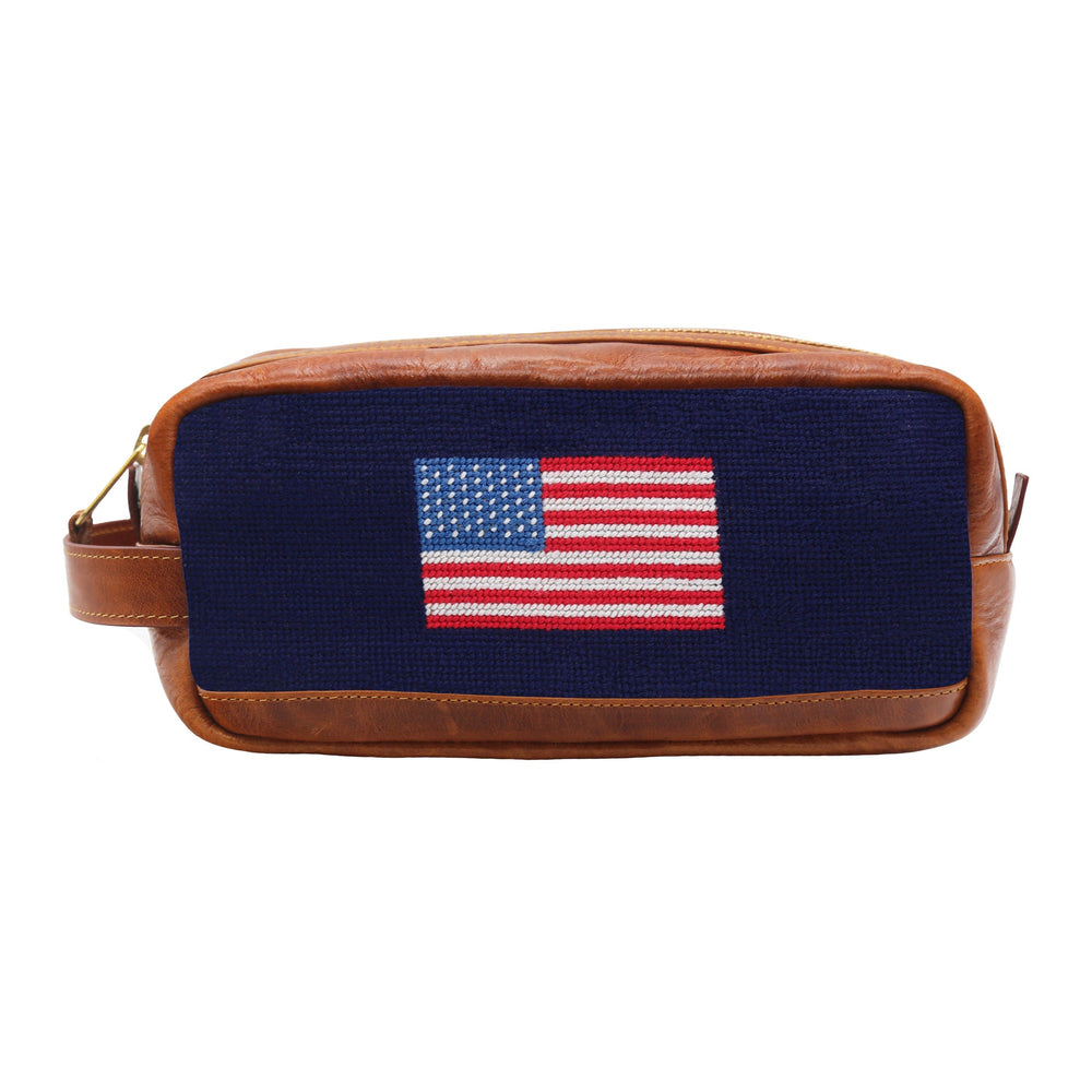 Smathers and Branson American Flag Dark Navy Needlepoint Toiletry Bag  