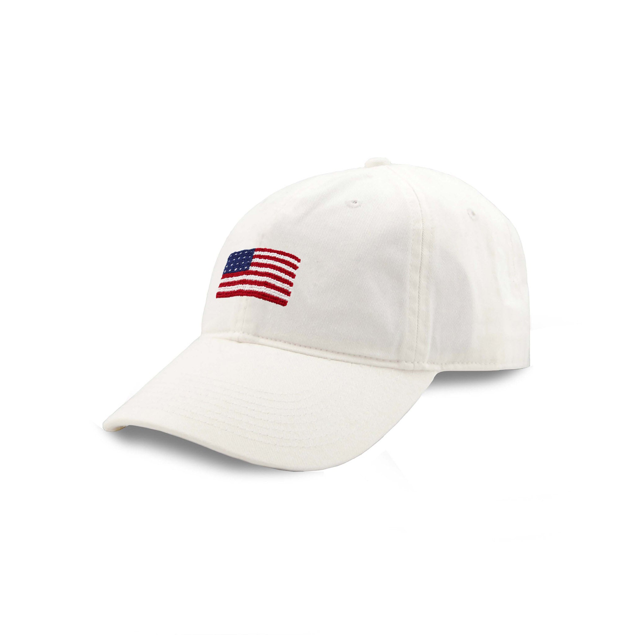 Smathers and Branson American Flag White Needlepoint Hat