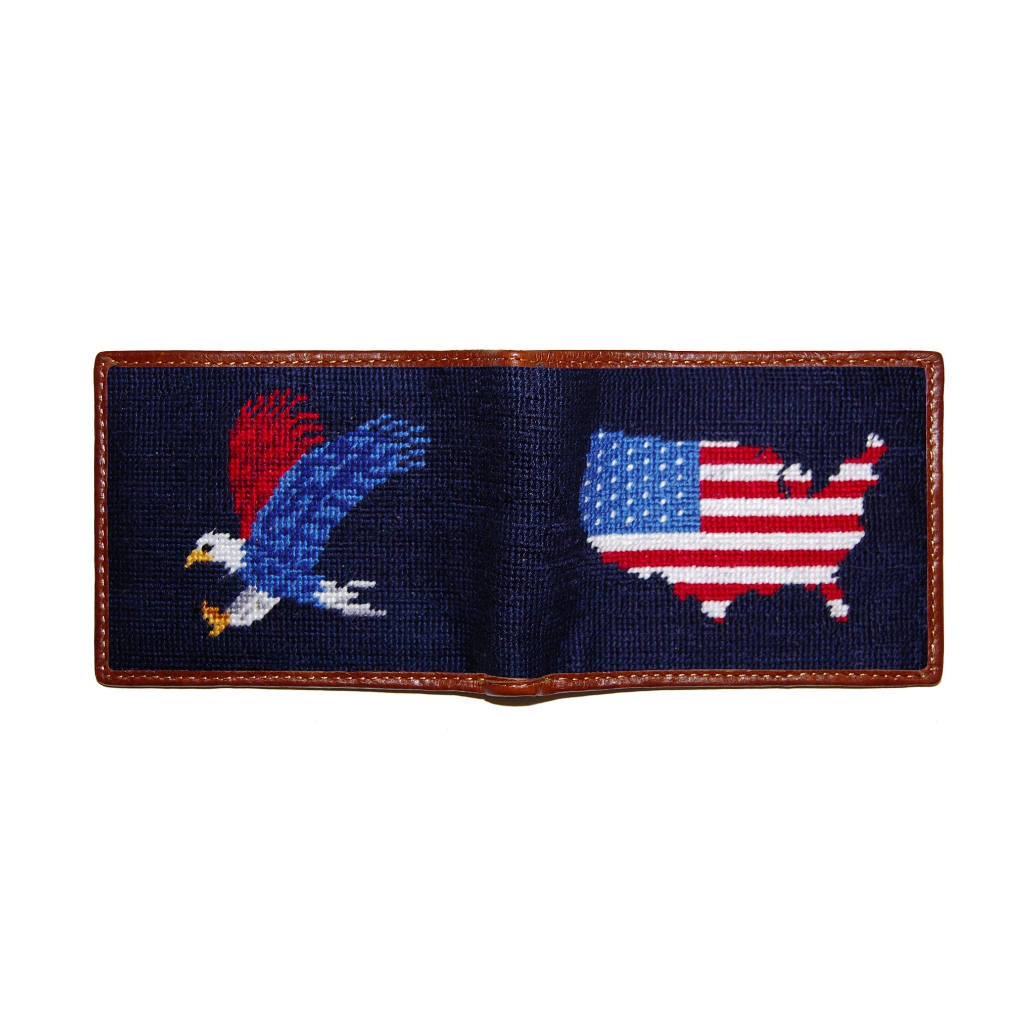 Smathers and Branson Americana Dark Navy Needlepoint Bi-Fold Wallet  
