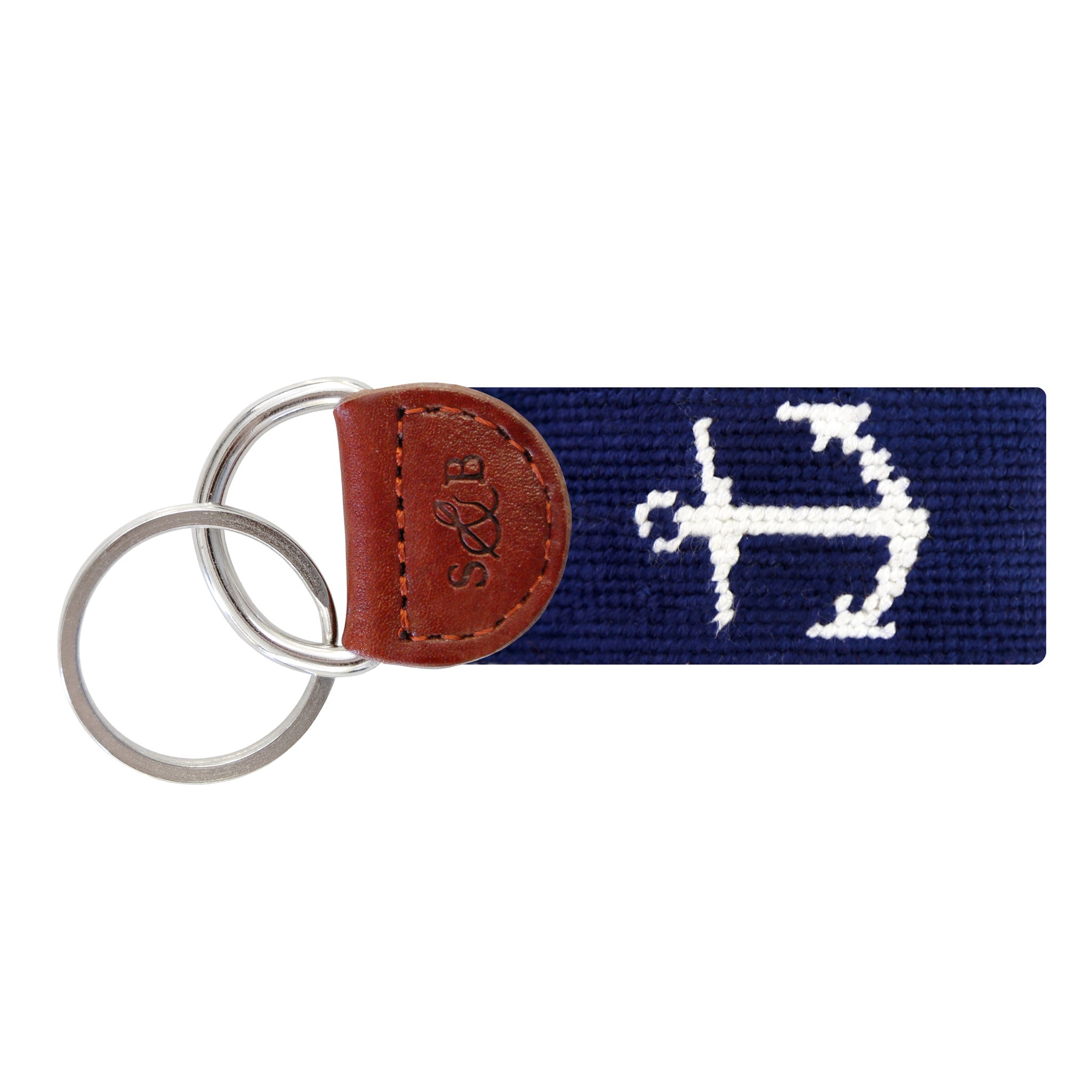 Smathers and Branson Anchor Dark Navy Needlepoint Key Fob  