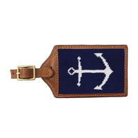 Smathers and Branson Anchor Dark Navy Needlepoint Luggage Tag 