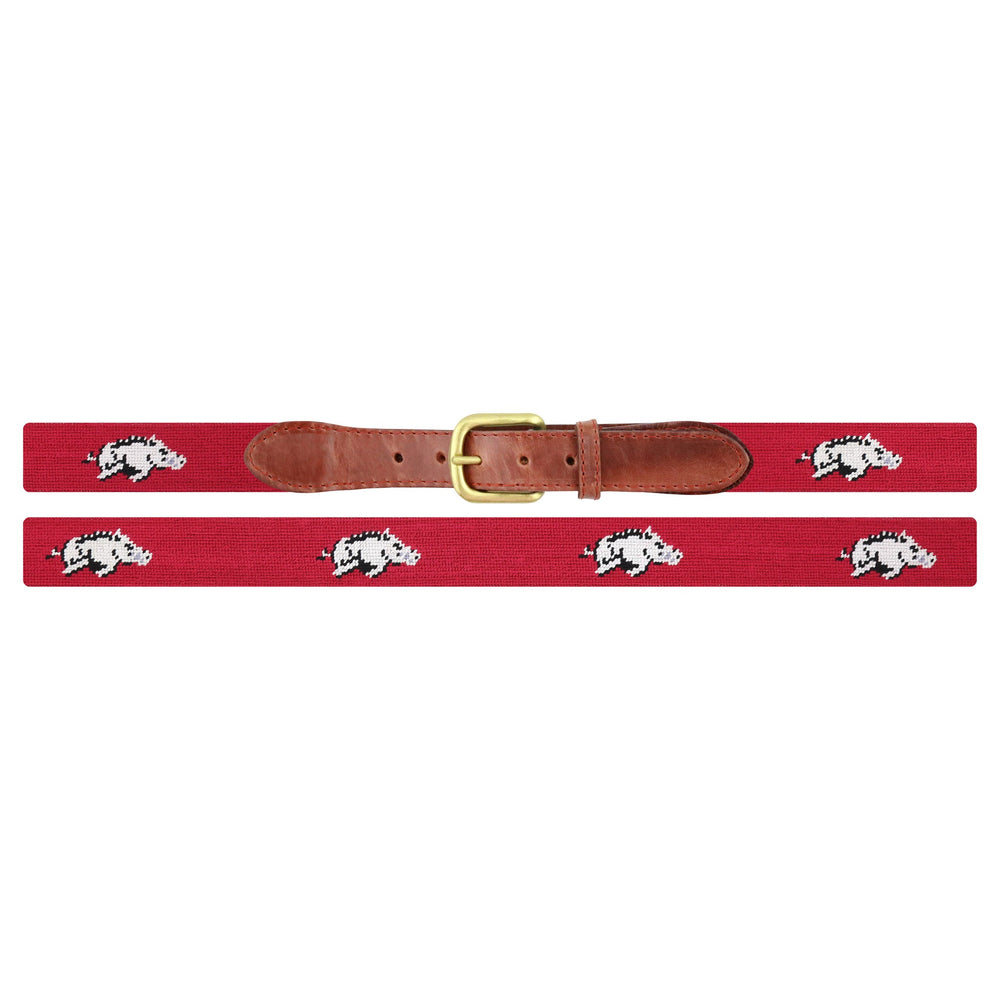 Smathers and Branson Arkansas Cranberry Needlepoint Belt Laid Out 