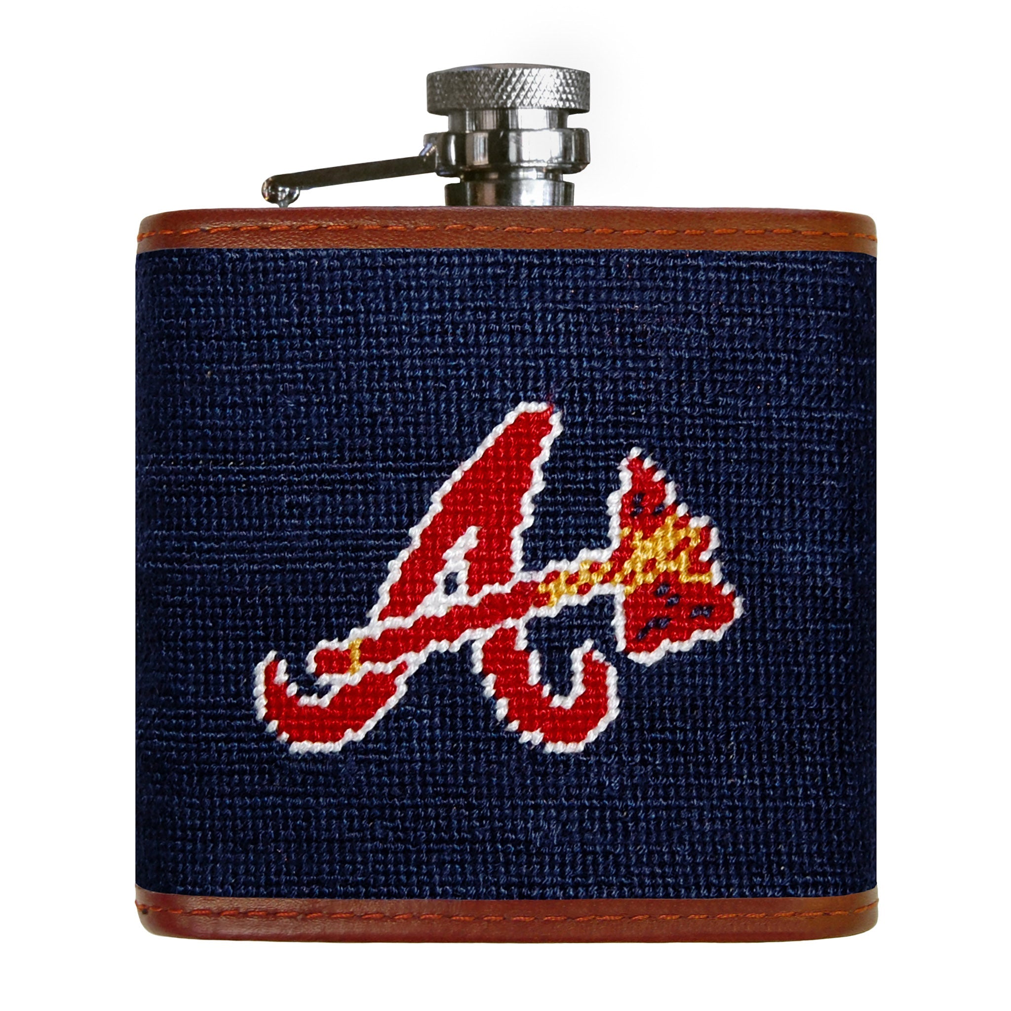 Smathers and Branson Atlanta Braves Needlepoint Flask Front 