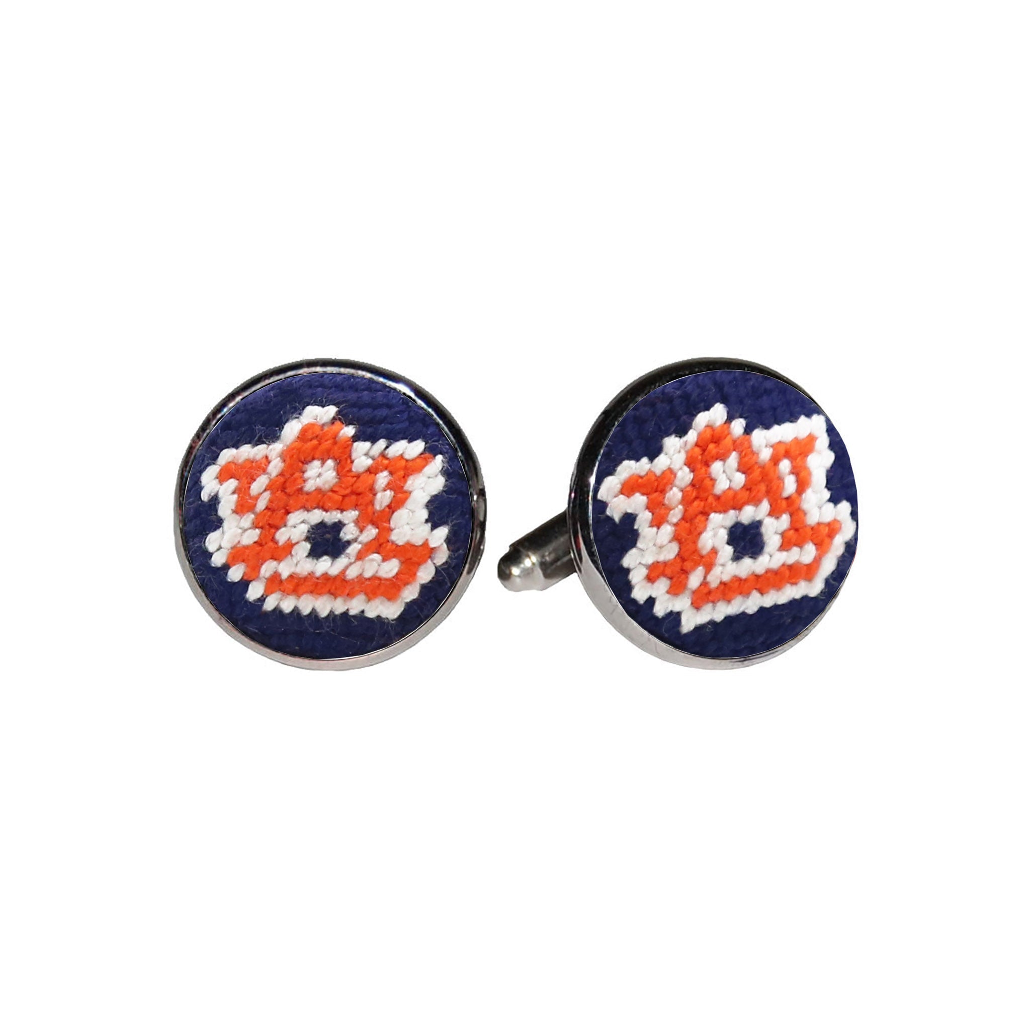 Smathers and Branson Auburn Needlepoint Cufflinks  