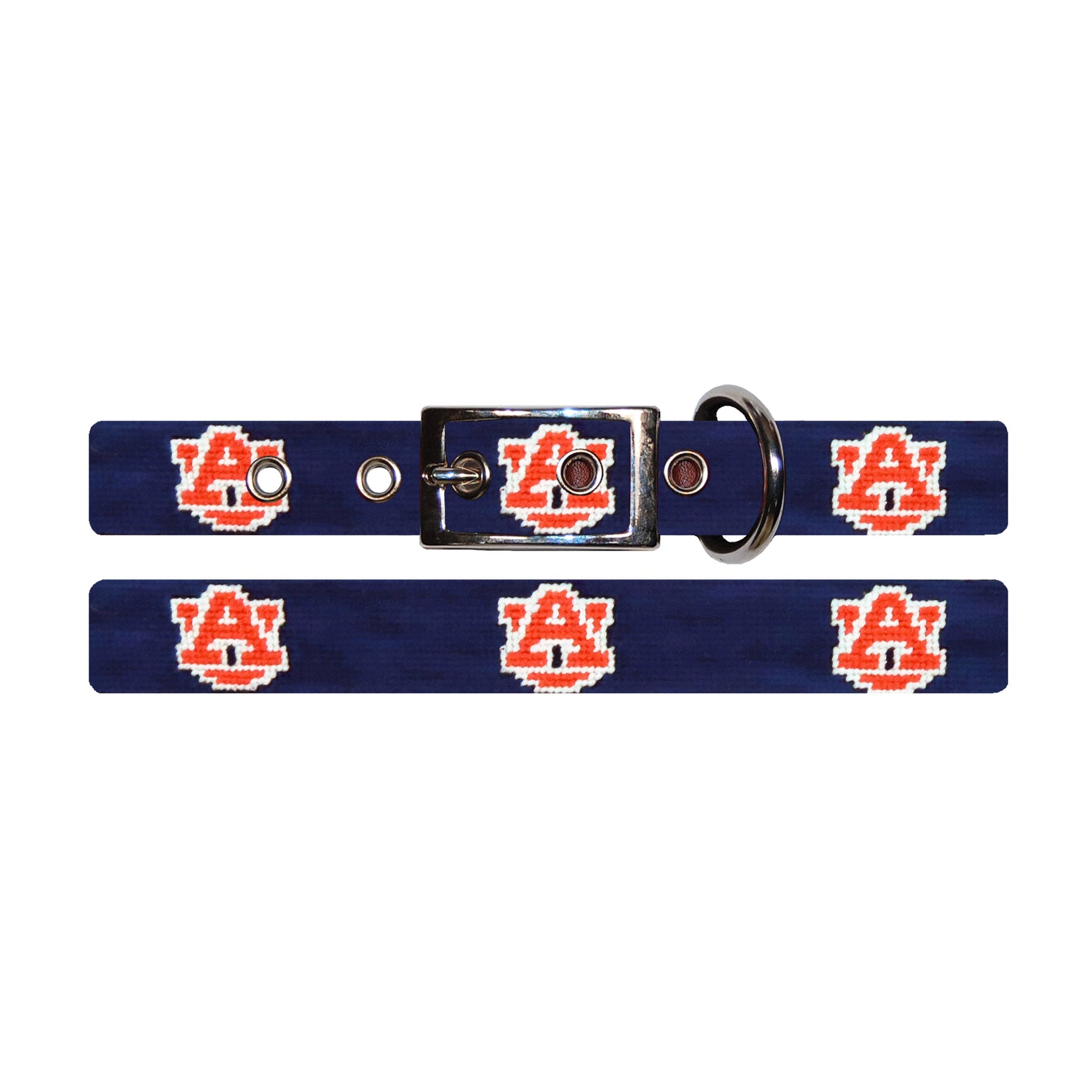 Smathers and Branson Auburn Needlepoint Dog Collar Laid Out 