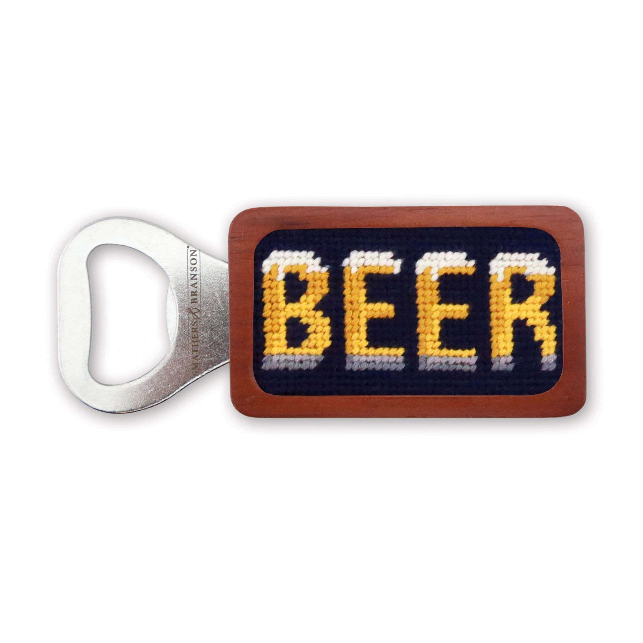 Smathers and Branson BEER Dark Navy Needlepoint Bottle Opener  