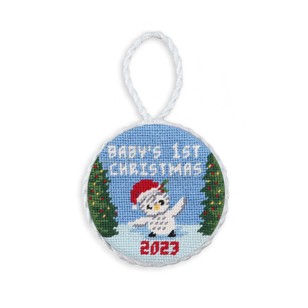 Smathers and Branson Babys 1st Christmas Snow Owl Needlepoint Ornament  