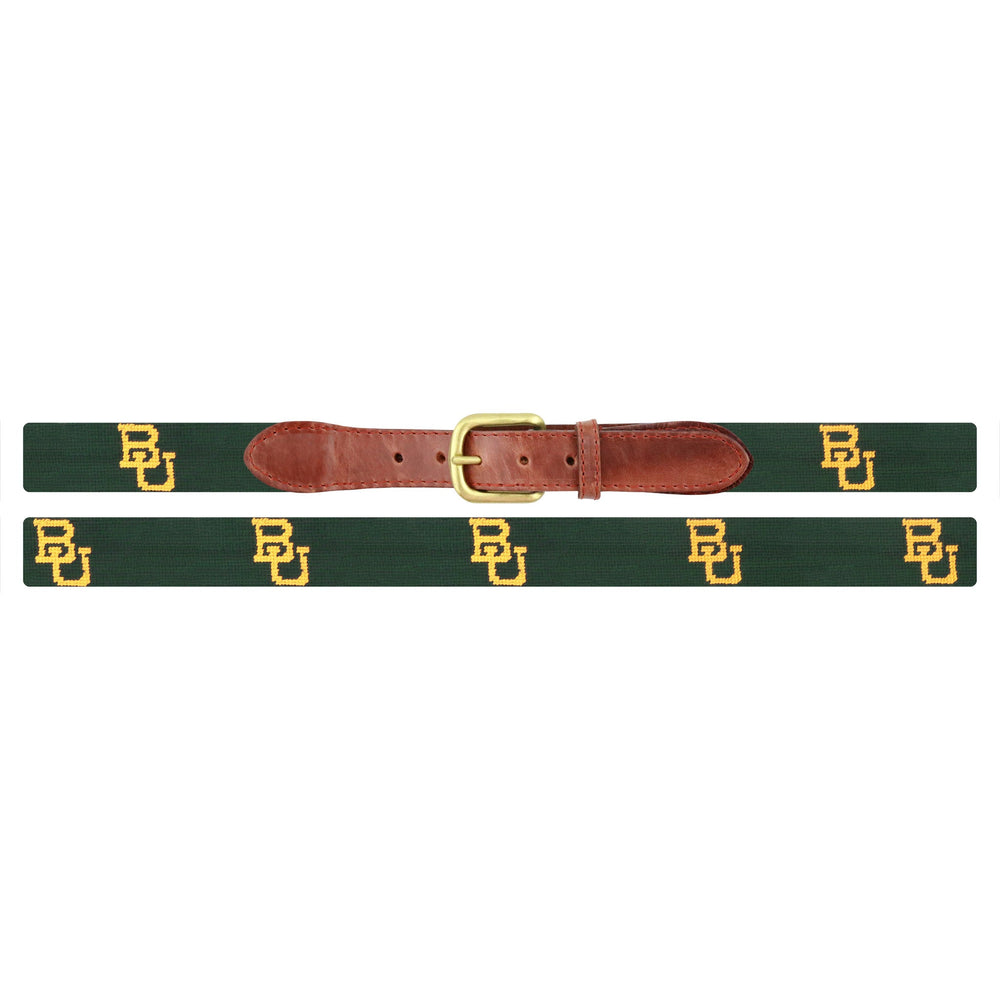 Smathers and Branson Dark Pine Baylor Needlepoint Belt Laid Flat