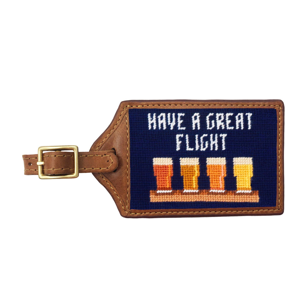Smathers and Branson Beer Flight Dark Navy Needlepoint Luggage Tag 