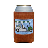 Smathers and Branson Beverage Cart Light Blue Needlepoint Can Cooler   