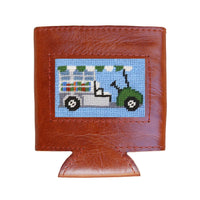 Smathers and Branson Beverage Cart Light Blue Needlepoint Can Cooler   