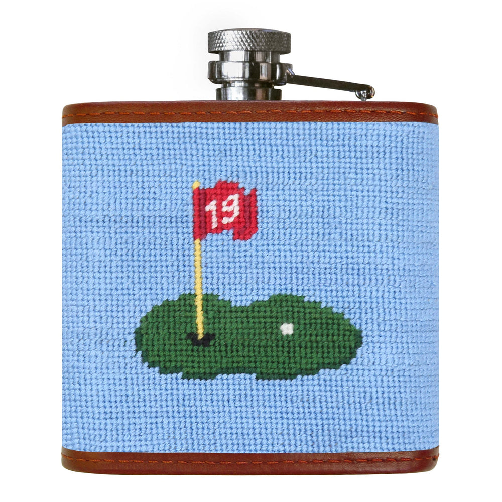 Smathers and Branson Beverage Cart Light Blue Needlepoint Flask Back 