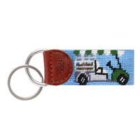 Smathers and Branson Beverage Cart Light Blue Needlepoint Key Fob  