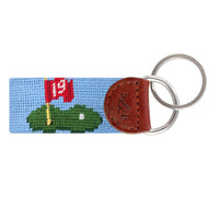 Smathers and Branson Beverage Cart Light Blue Needlepoint Key Fob Back 