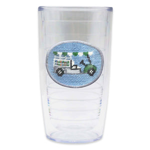 Smathers and Branson Beverage Cart Light Blue  Needlepoint Tervis Tumbler  