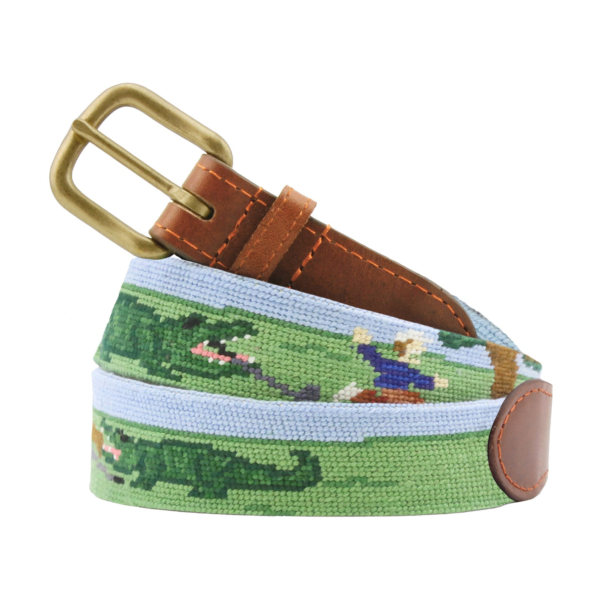 Smathers and Branson beware of the gators scene needlepoint belt