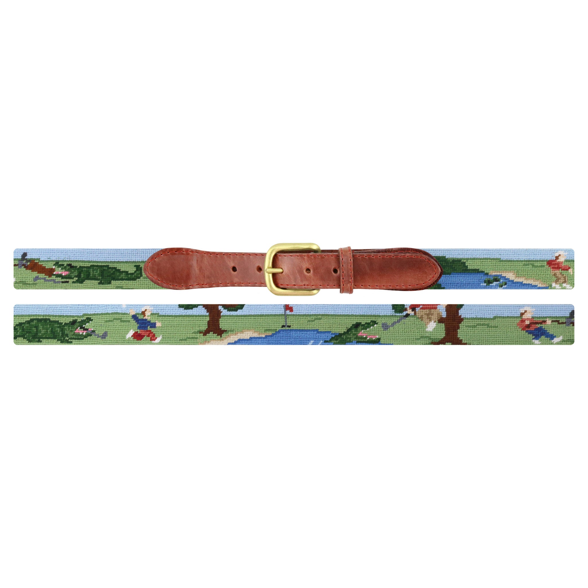 Smathers and Branson beware of the gators scene needlepoint belt