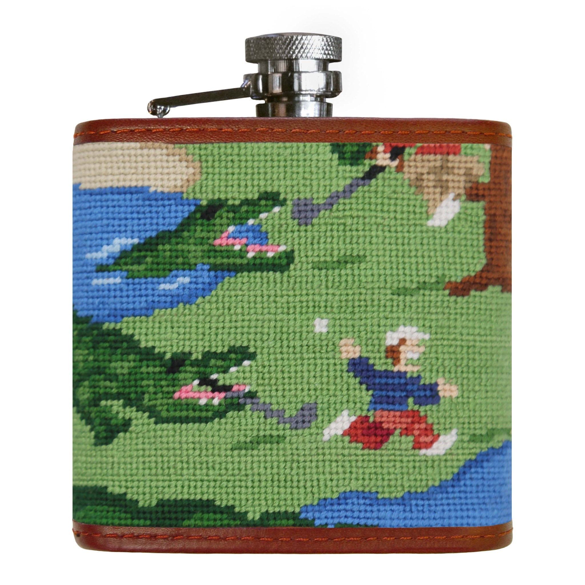 Smathers and Branson Beware of Gators Multi Needlepoint Flask Front 