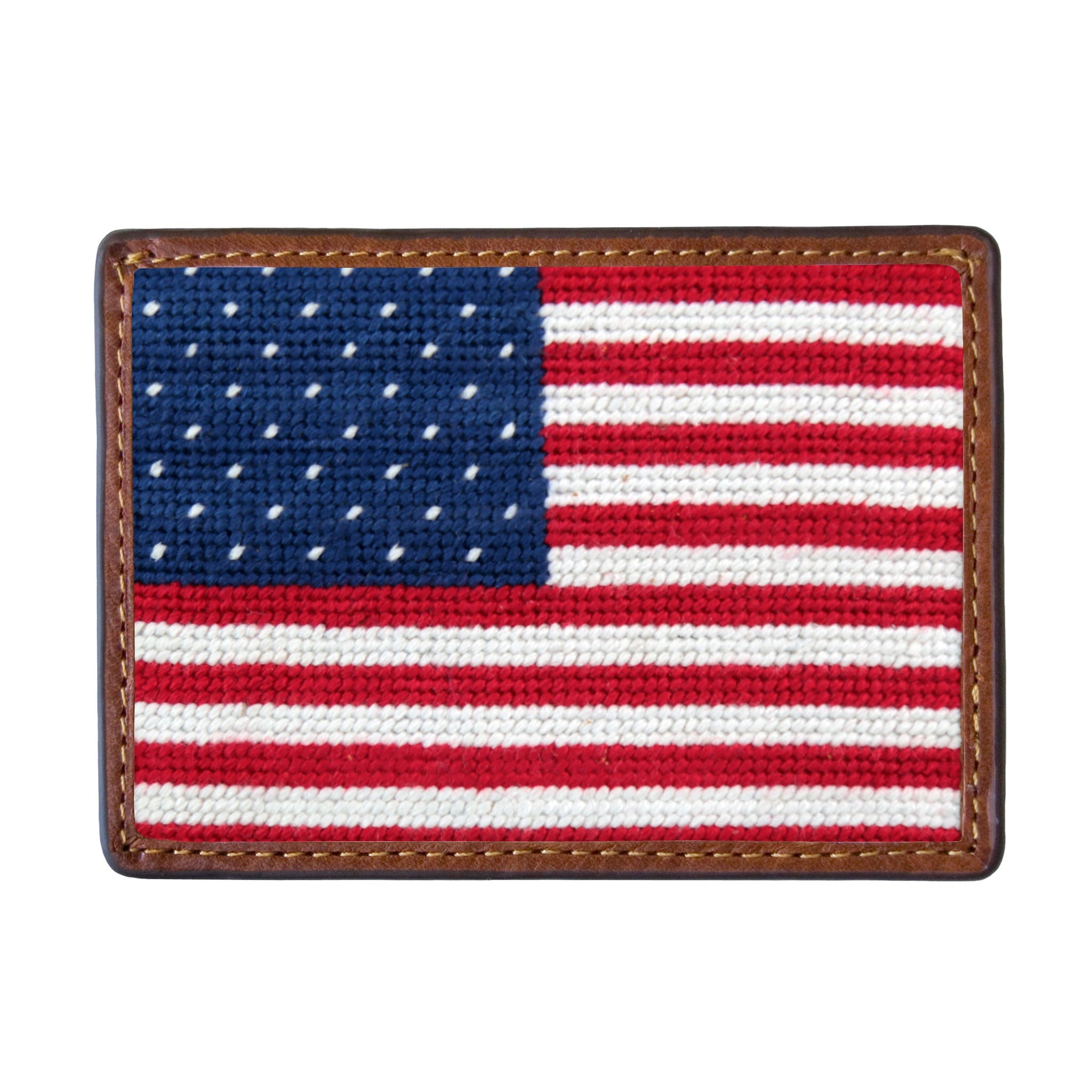 Smathers and Branson Big American Flag Needlepoint Credit Card Wallet Front side
