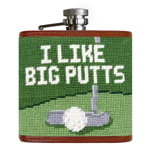 Smathers and Branson Big Putts Needlepoint Flask Multi Front 
