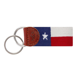 Smathers and Branson Big Texas Flag Multi Needlepoint Key Fob  