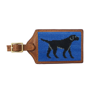 Smathers and Branson Black Lab Walking Blueberry Needlepoint Luggage Tag 