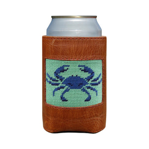 Smathers and Branson Blue Crab Mint Needlepoint Can Cooler   
