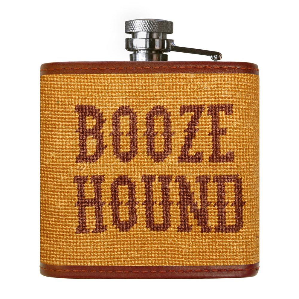 Smathers and Branson Boozehound Mustard Needlepoint Flask Back 
