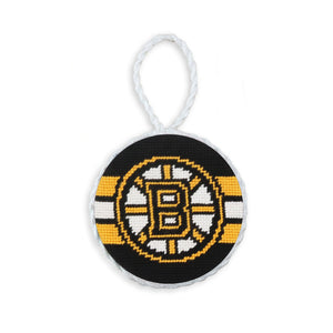 Smathers and Branson Boston Bruins Needlepoint Ornament Black - Jersey Stripes White Cord  
