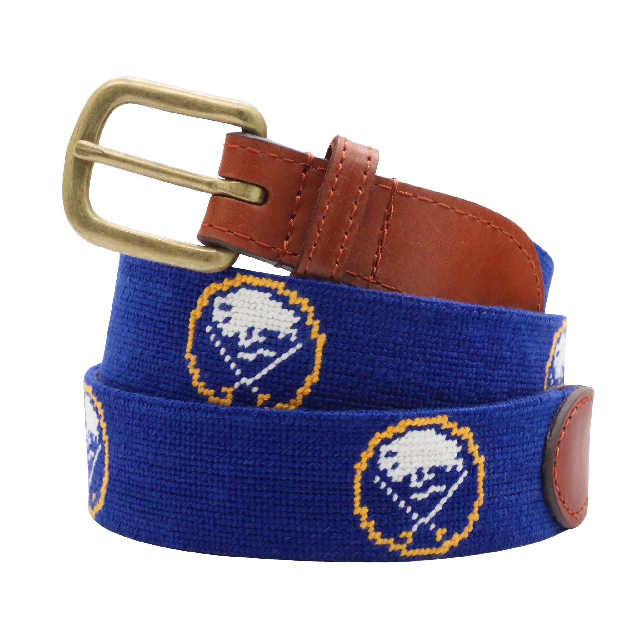 Smathers and Branson Buffalo Sabres Dark Royal Needlepoint Belt 