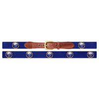 Smathers and Branson Buffalo Sabres Dark Royal Needlepoint Belt Laid Out 