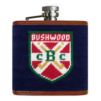 Smathers and Branson Bushwood Dark Navy Needlepoint Flask Front 