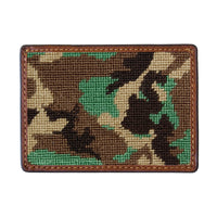 Smathers and Branson Camo Needlepoint Credit Card Wallet Front side