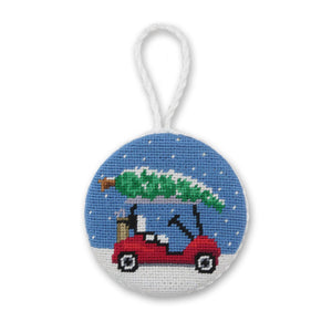 Smathers and Branson Christmas Golf Cart Needlepoint Ornament