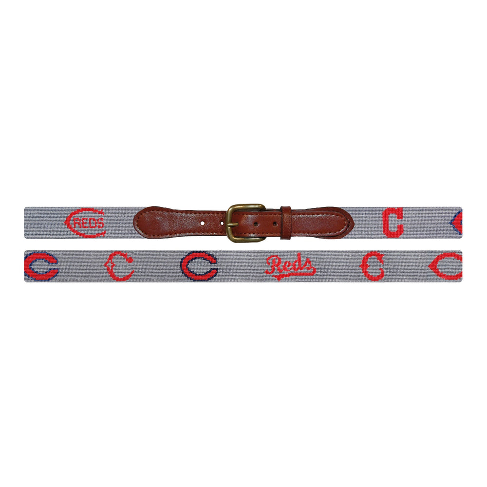 Smathers and Branson Cincinnati Reds Cooperstown Needlepoint Belt Laid Out 