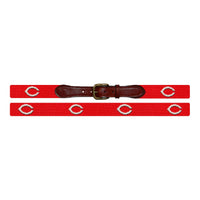Smathers and Branson Cincinnati Reds Needlepoint Belt Laid Out 